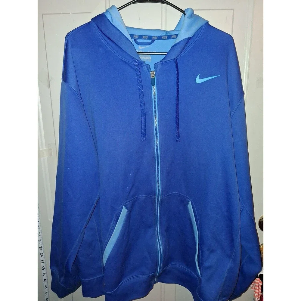 Nike Dri-FIT Full Zip Hoodie Jacket Men's 2XL Blue Athletic Training Sweatshirt